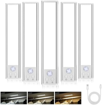 Under Cabinet Lighting, Rechargeable Motion Sensor Lights indoor, 5 Pack