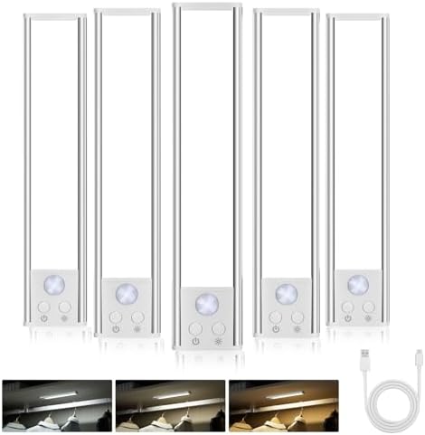 Under Cabinet Lighting, Rechargeable Motion Sensor Lights indoor, 5 Pack