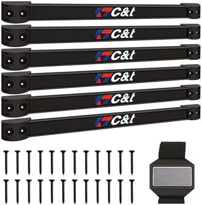 Magnetic Storage Organizer Tool Holder, Magnetic Tool Holder Strip, 6-Pack Magnetic Tool Bar,1-Pack Wrist Magnetic Holder for Garage,Shop and Kitchen | Garage Wall Mount Rack- Mounting Screws Included