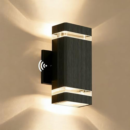 JYV Dusk to Dawn Square Outdoor Wall Lights, Up and Down Porch Lights,Black