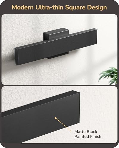 EDISHINE 2 Pack LED Outdoor Wall Lights, 15.7" Modern Black Outdoor Sconce