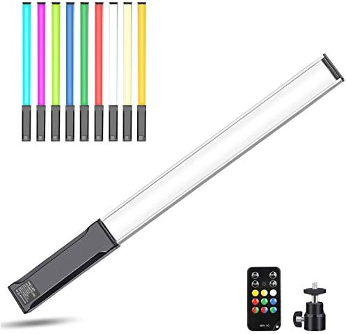 Hagibis RGB Handheld LED Video Light Wand Stick Photography Light 9 Colors,with Built-in Rechargable Battery and Remote Control,1000 Lumens Adjustable 3200K-5600K,Hot Shoe Adapter Included..