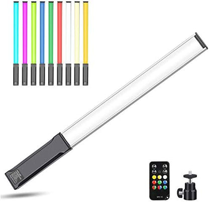 Hagibis RGB Handheld LED Video Light Wand Stick Photography Light 9 Colors,with Built-in Rechargable Battery and Remote Control,1000 Lumens Adjustable 3200K-5600K,Hot Shoe Adapter Included..