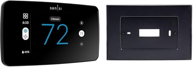 Sensi Touch 2 Smart Thermostat Bundle with Touchscreen Color Display, Compatible with Alexa, Includes Black Emerson Wall Plate SA5B