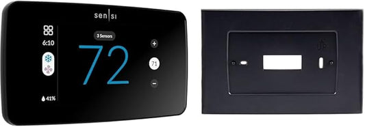 Sensi Touch 2 Smart Thermostat Bundle with Touchscreen Color Display, Compatible with Alexa, Includes Black Emerson Wall Plate SA5B