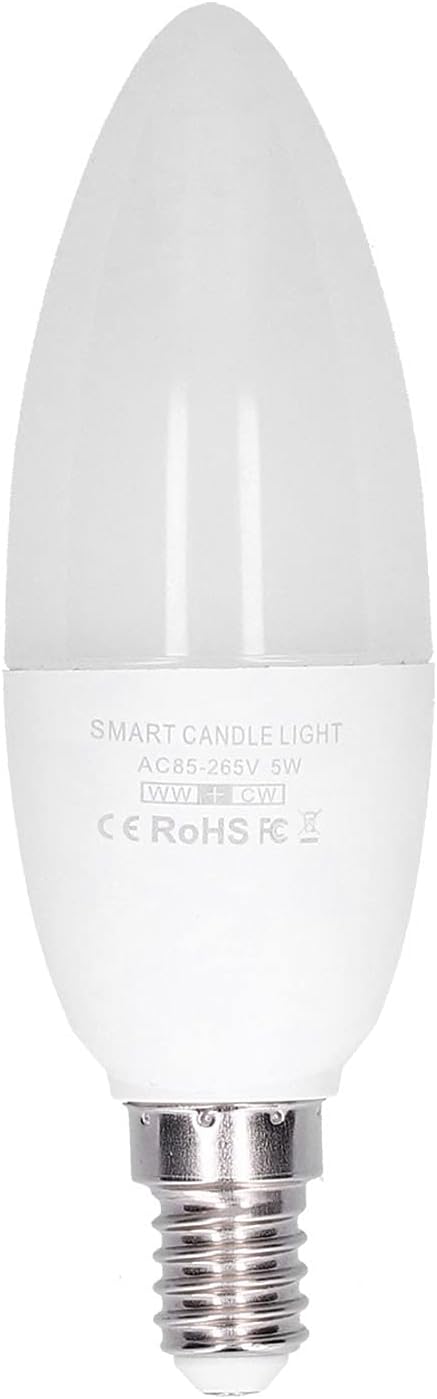 FTVOGUE LED Candelabra Bulbs 5W E14 AC 85V-265V Smart Lamp Bulb APP Remote Control, Bulb