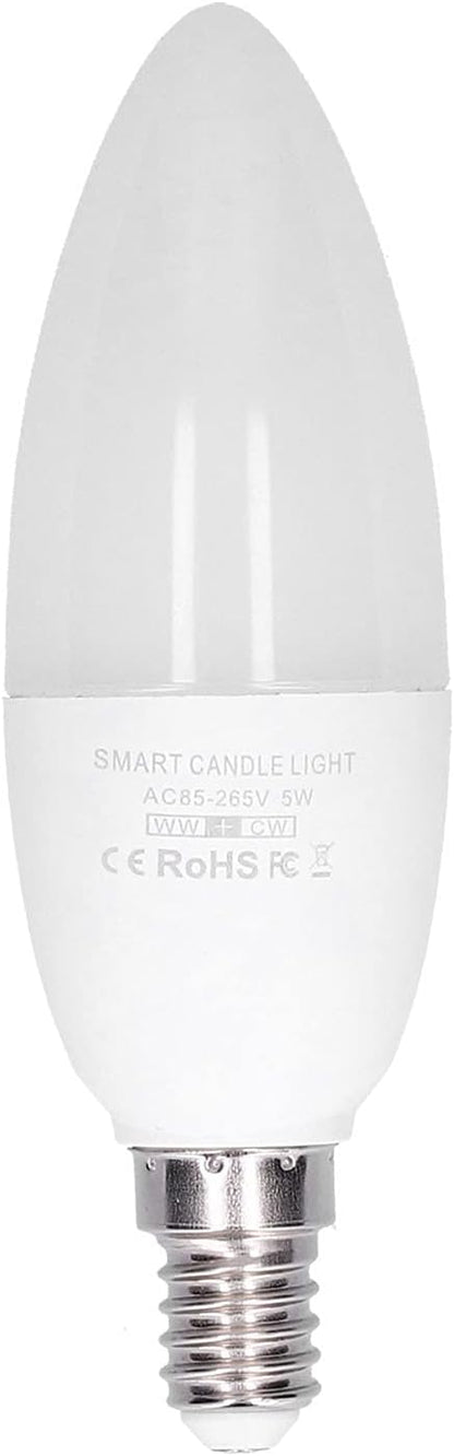 FTVOGUE LED Candelabra Bulbs 5W E14 AC 85V-265V Smart Lamp Bulb APP Remote Control, Bulb