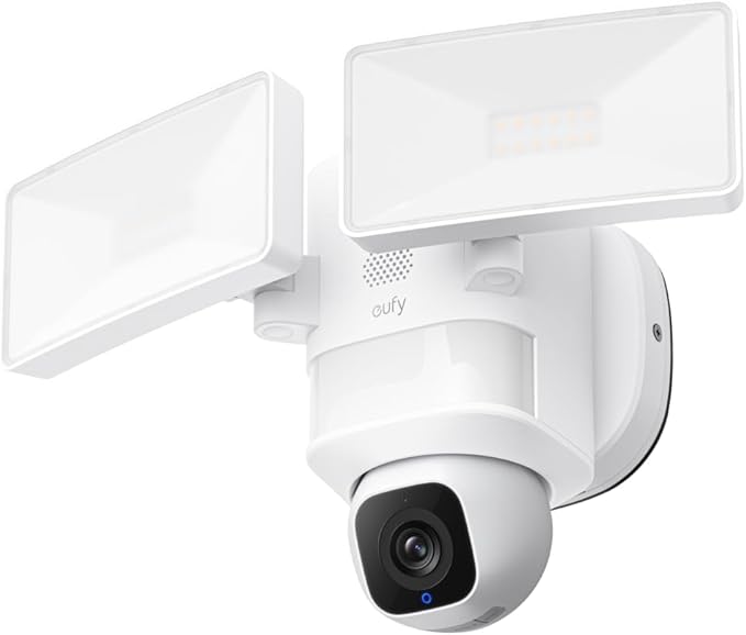 eufy Floodlight Camera E30, Security Camera Outdoor, 360° Pan and Tilt, AI Detection and Tracking, 2K Video, 2.4GHz Wi-Fi, 2,000 Lumens, Custom Voice and Light Alerts, No Monthly Fee (Renewed)