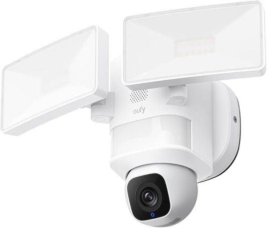 eufy Floodlight Camera E30, Security Camera Outdoor, 360° Pan and Tilt, AI Detection and Tracking, 2K Video, 2.4GHz Wi-Fi, 2,000 Lumens, Custom Voice and Light Alerts, No Monthly Fee (Renewed)