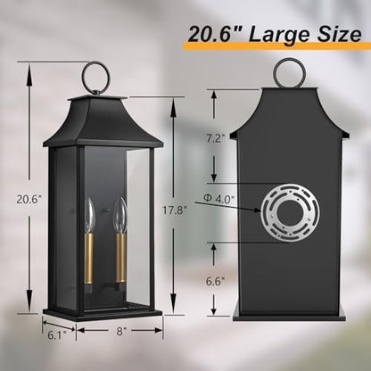 20.6" Large Dusk to Dawn Outdoor Wall Light, Modern Porch Lights