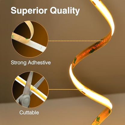 Pandery COB LED Strip,LED Strip Lights 3M/9.84ft,Touch Dimmable LED Strips,CRI90+,2700K Warm White cob led,960LEDs,24V LED Tape Lights,Indoor for Bedroom, Kitchen, TV, Mirror,Cabinet