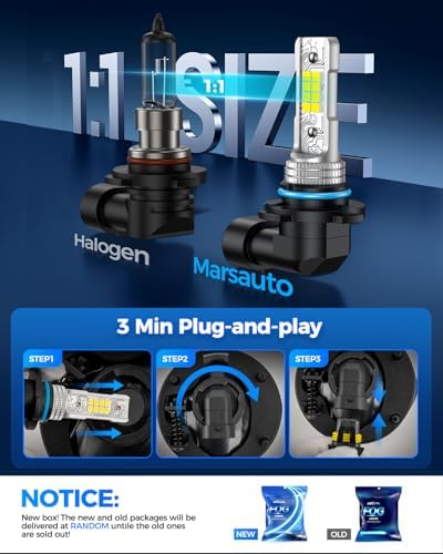 Marsauto H10/9140/9145 LED Fog Light Bulbs, 10000LM 6000K White-2 Pack