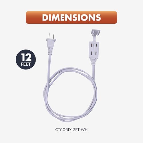 Newhouse Electric 12-Foot 2-Prong Indoor Outlet Extension Cord with Tamper Guard 2 Pack CTCORD3FT-WH, Slim Indoor Extension Cords and Cube Taps for Home and Apartments Essentials