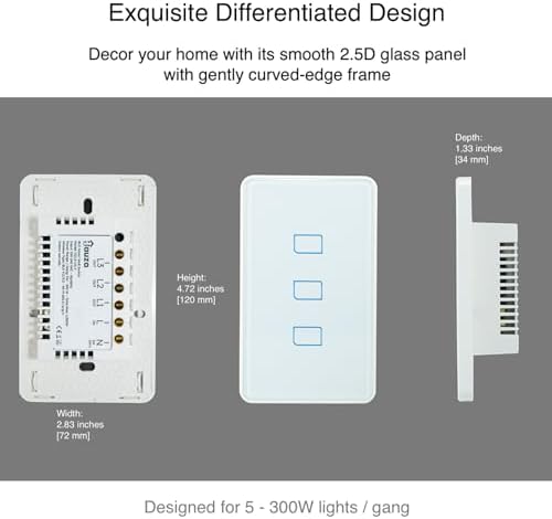 HAUZA Smart Light Switch Bluetooth (BLE), 3 Touch Buttons Panel