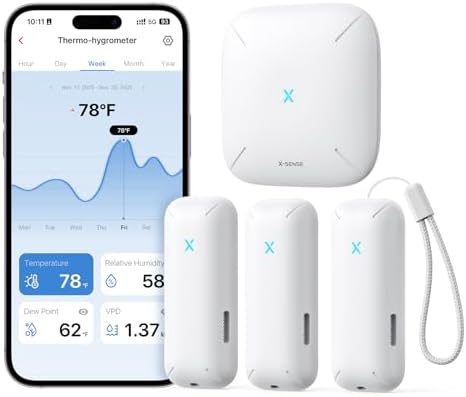 X-Sense Smart Wi-Fi Thermometer Hygrometer, 3 Sensors & Base Station