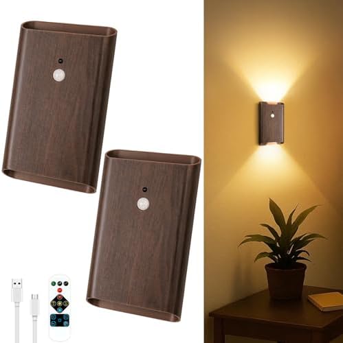 Eneru Motion Sensor Wall Sconce, Rechargeable Wireless Lights Indoor 2 Pack