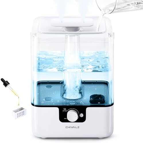 CHIVALZ 6L Humidifiers for Bedroom, Cool Mist, 26dB, 50H Runtime, White