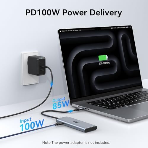 LIONWEI USB C Splitter Dual Monitors for MacBook Pro, 2USB-C Video Output 4K@60Hz, 10Gbps Data Transfer, 100W PD Charging, Dual Monitor Adapter Dongle for USB C Monitor, Windows, MacBook Pro/Air