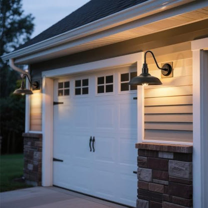 14in Outdoor Gooseneck Barn Light for Garage, 2 Pack Bronze Exterior Wall Lights Fixture for Porch, Outside Farmhouse Wall Sconce for Patio, Cabin, Entryway