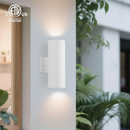 mirrea 14" Modern Outdoor Porch Light in 2 Lights, Matte White, 2 Pack