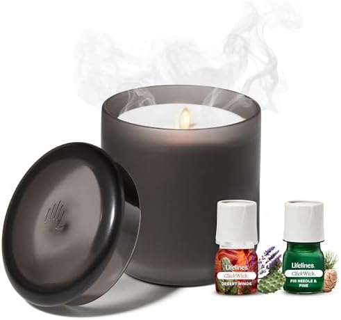 Lifelines Flameless Candle Diffuser with 2 Clickwick Essential Oil Blends