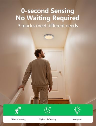 Bojim Rechargeable Motion Sensor Ceiling Light with Remote Battery Operated