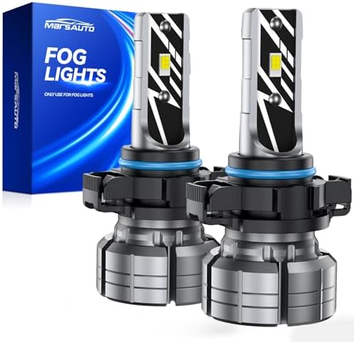 Marsauto 5201/5202 LED Fog Light Bulbs, 14,000LM 6500K White 5202 LED Bulbs, 70000HRS Lifespan 5201 PS24W Fog Lights for Trucks, SUV, Non-polarity Play and Plug, Pack of 2