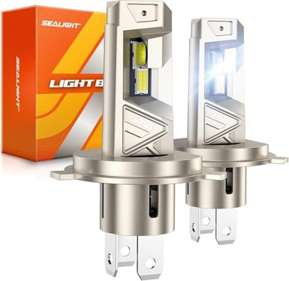 SEALIGHT H4 LED Bulbs, 66000LM 10X Brighter S6 Pro HB2 Fog Bulb with 32 Lighting Chips, 80,000hrs+ Lifespan 9003 Drving Light, 6500K White, Plug n Play, for Powersports ATV, Vehicle, Pack of 2