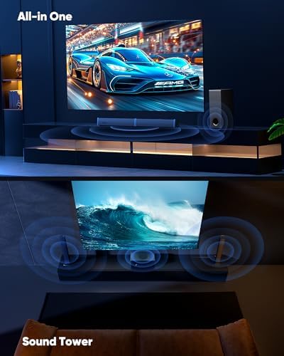 INFITBO Sound Bar for Smart TV 2.1CH 190W Peak Power Soundbar with Subwoofer Detachable 2-in-1 BT 5.4 Surround Sound System 12L Deep Bass for PC Game with HD-ARC/Opt/USB/AUX Home Theater
