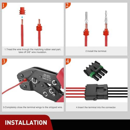 Nilight 180PCS 10 Kits 4 Pin Waterproof Automotive Electrical Connector Kit