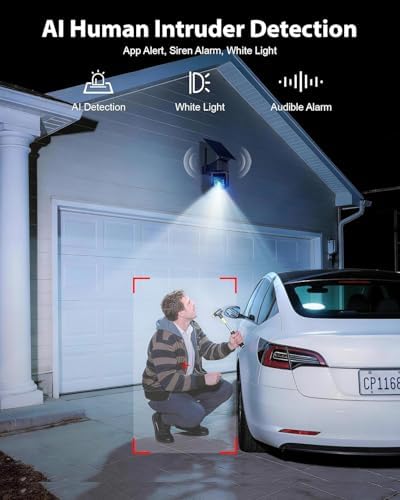 5G & 2.4G Wi-Fi Outdoor Camera Wireless,Solar Security Cameras Wireless Outdoor, 2K 360° PTZ Camera, Solar/Battery Powered, PIR Human Detection, Color Night Vision,Two-Way Talk, Compatible with Alexa