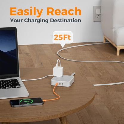TESSAN Surge Protector Flat Extension Cord 25Ft, Flat Plug Power Strip