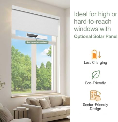 ZSHINE Motorized Blackout Roller Shades Remote Control Rechargeable(82141E)