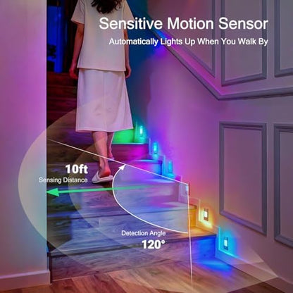V4light Rechargeable Motion Sensor Night Light, 6-Pack Black, RGB-6