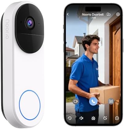 Noorio Wireless Doorbell Camera, 2K Video, Battery Powered, 140° Wide Angle