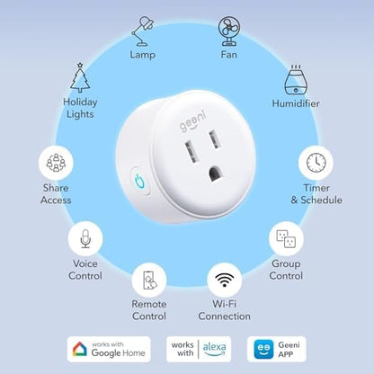 Geeni DOT Smart Outlet Plug, No Hub, Alexa & Google Home, White, 3-Pack