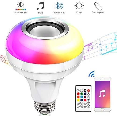 eecoo Smart LED Bulb,Bluetooth Light Bulb Speaker with Dimmable RGB Multicolor Audio Music Stereo Functions,Remote Control for Boy Girl Kid Teen Birthday Gift Party,Room,Home Decoration