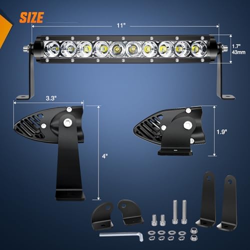 Nilight Led Light Bar 2Pcs 11 Inch 50W Super Slim Spot Flood Combo 5000LM 3D Driving Fog Off Road Lights Pods with Wiring Harness Kit-2 Lead for Trucks Pickup SUV ATV UTV Boat 4x4 Van Camper