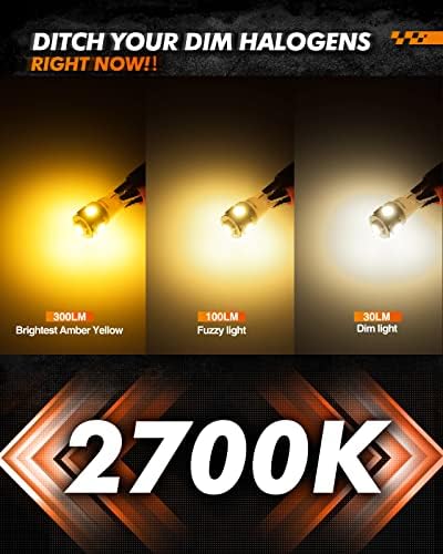 SEALIGHT 194 LED Bulbs, 168 T10 LED Bulb Amber 2700k Yellow 2825 for Turn Signal Side Marker Dome Lights, 12V Cab Running Parking Tail Lights, (Pack of 10)