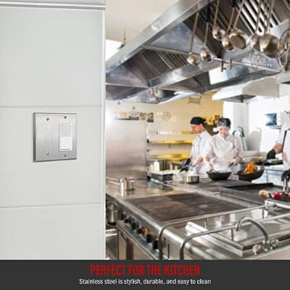 ENERLITES Combination Blank Device or Decorator Switch Metal Wall Plate, Corrosive Resistant, Size 2-Gang 4.50" x 4.57", 770131, 430 Stainless Steel, UL Listed, Silver (Pack of 2)