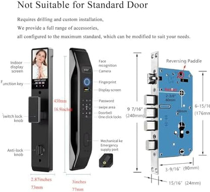 HIFAM Face Recognition Smart Door Lock Fingerprint Key IC Card APP Unlock