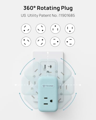 TROND Outlet Extender with USB, Multi Plug Wall Outlet with 3 AC Chargers