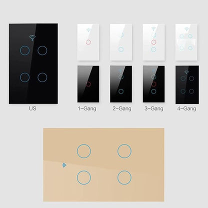 ZMIN WiFi Smart Light Switch Glass Screen Touch Panel Voice Control Wireless Wall Switches Remote with Voice Control Black 3-Gang