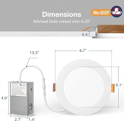 Amico 2 Pack 6 Inch 5CCT Ultra-Thin LED Recessed Ceiling Light
