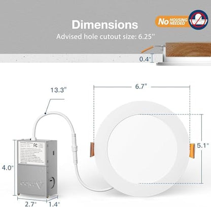 Amico 2 Pack 6 Inch 5CCT Ultra-Thin LED Recessed Ceiling Light