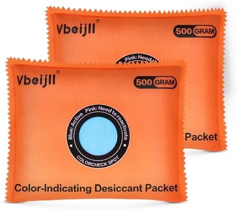 500 Gram (2 Pack) Color-Indicating Desiccant Packs for Storage