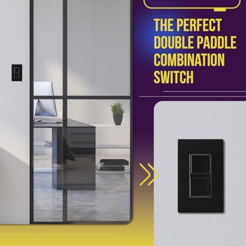 ENERLITES Black Double Paddle Decorator Single Pole Switch, 15A, 1 Pack