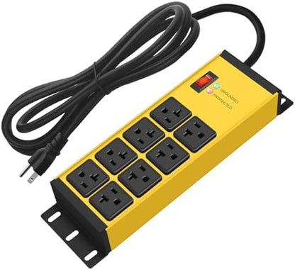 CCCEI 12 Gauge Heavy Duty Power Strip, Magnetic, 8 Ports. Yellow, 6FT, 1