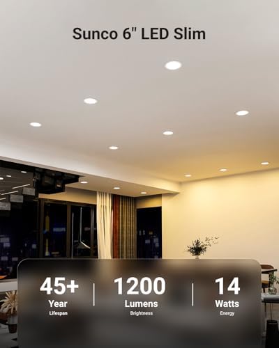Sunco 24 Pack 6 Inch Canless LED Ultra-Slim Recessed Light, 14W-100W