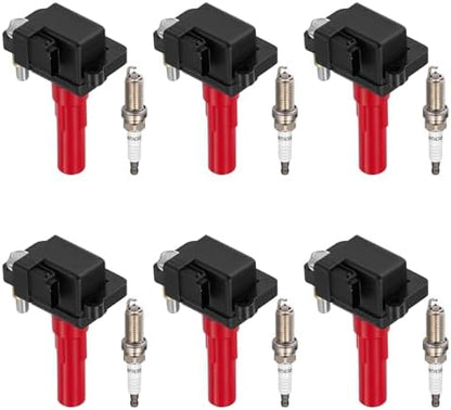 BDFHYK 6 Ignition Coil Pack UF287 and 6 Iridium Spark Plug 4704 Compatible with Subaru 2006-2007 B9 Tribeca, 2008-2009 Legacy, 2001-2003 2005-2009 Outback, 2008-2009 Tribeca 3.0L H6 Coil for GN10435